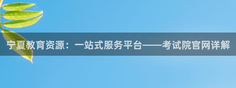新航娱乐是干嘛的：宁夏教育资源：一站式服务平台——考试院官网