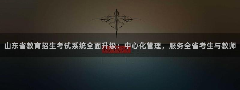新航娱乐怎么注册账号：山东省教育招生考试系统全面升级：中心化